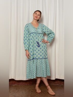 Ophelia & Indigo Evie Dress in Green and Blue Azalea size S
